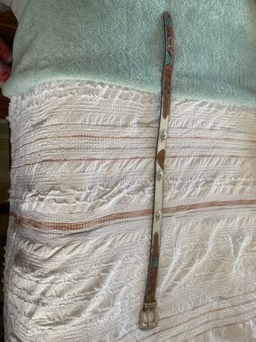 Myra Bag Multicolor Tooled Leather Belt with Turquoise Accents